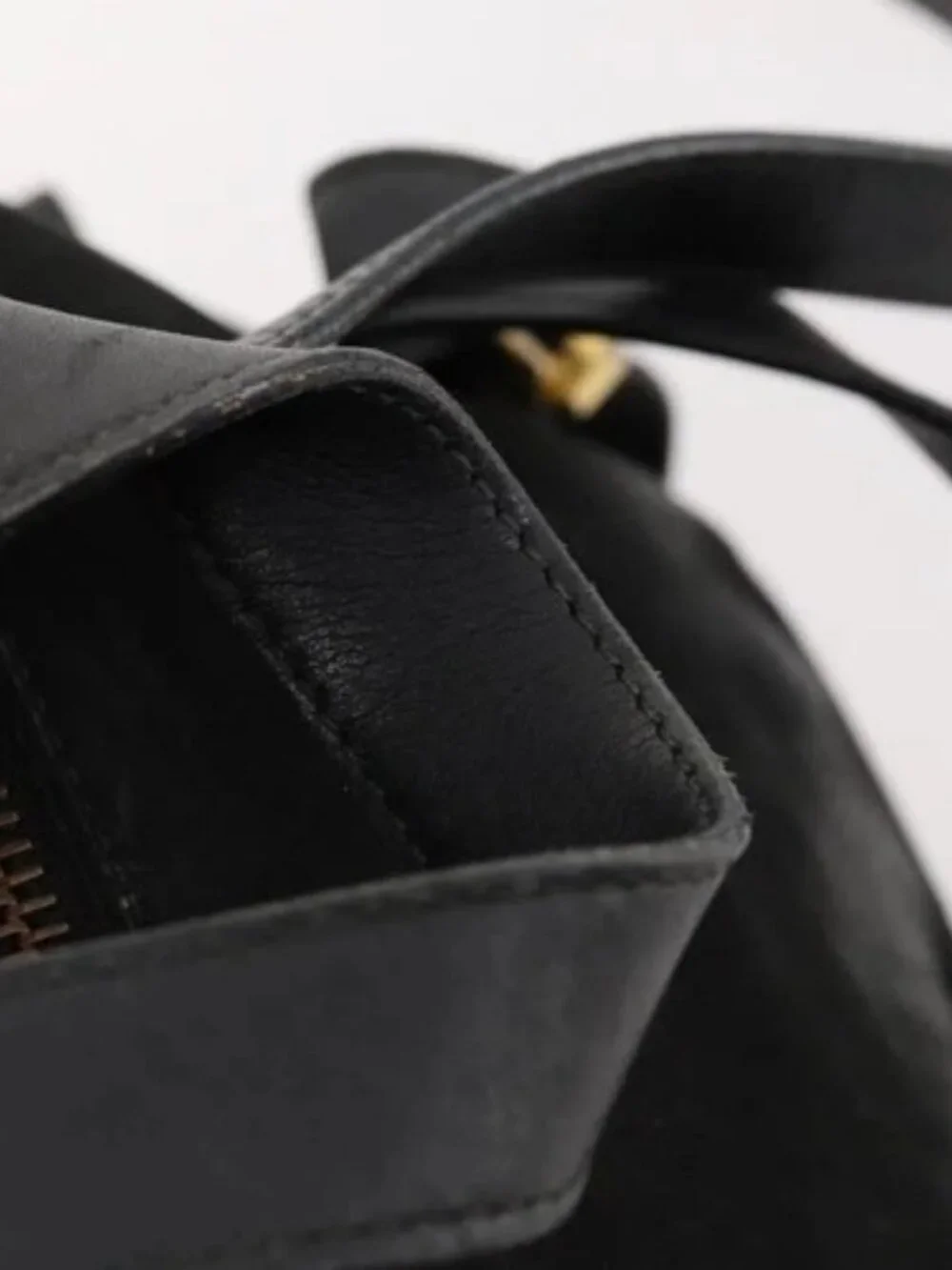 Salvatore Ferragamo Vara Ribbon Backpack Leather Black Gold Auth 172240